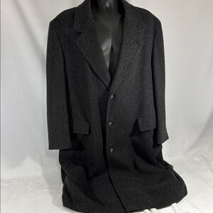 London Fog Wool Overcoat Charcoal Long Classic Trench Coat USA Made 42